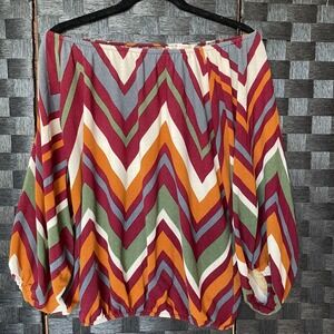 R. Rouge Women's Shirt Blouse Aztec Print Multi-color Career Business Size Small